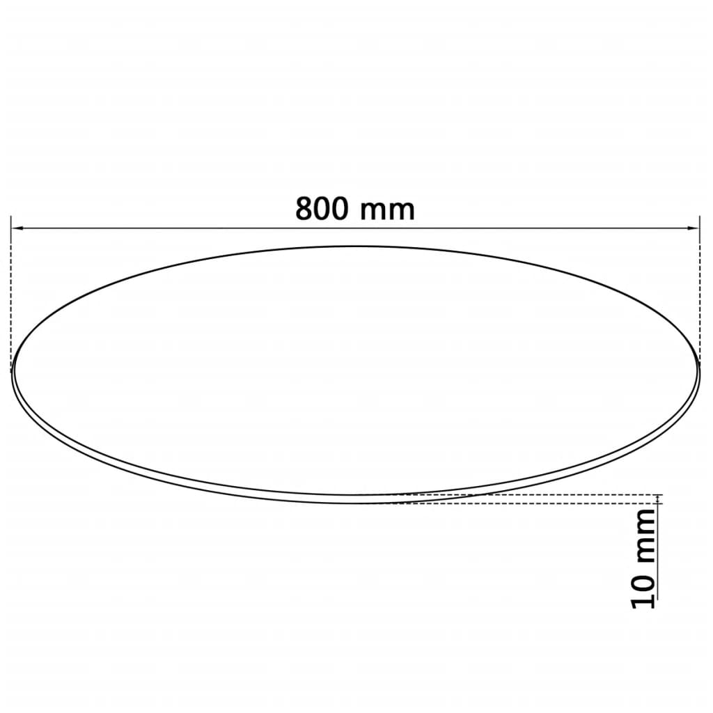 vidaXL Piano Tavolo Rotondo in Vetro Temperato 800 mm