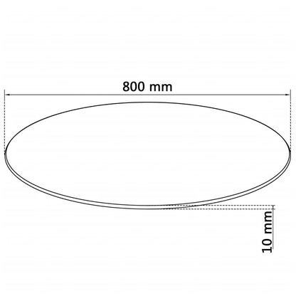 vidaXL Piano Tavolo Rotondo in Vetro Temperato 800 mm