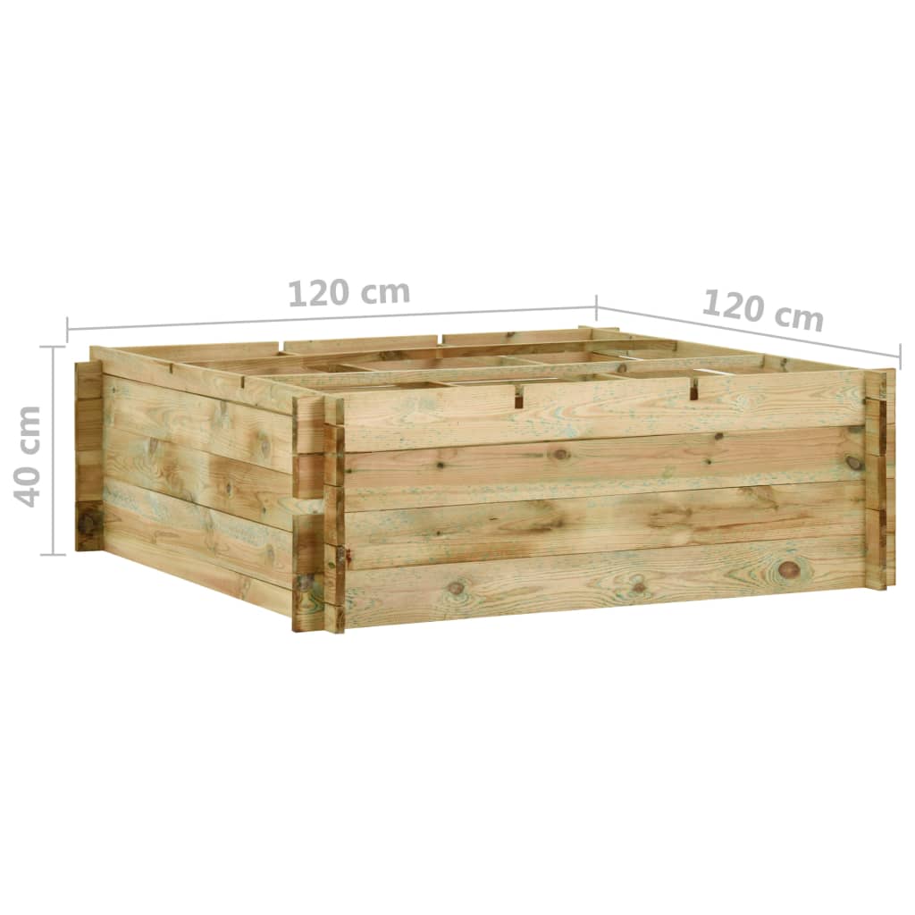 vidaXL Fioriera Giardino Letto Vegetale in Legno di Pino 120x120x40cm