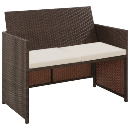 vidaXL Divano da Giardino a 2 Posti con Cuscini Marrone in Polyrattan