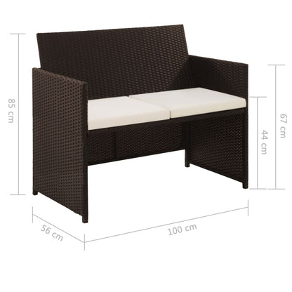 vidaXL Divano da Giardino a 2 Posti con Cuscini Marrone in Polyrattan