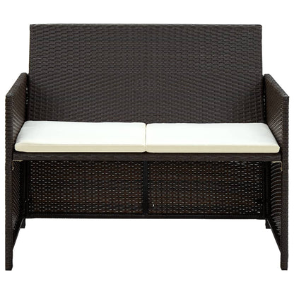 vidaXL Divano da Giardino a 2 Posti con Cuscini Marrone in Polyrattan