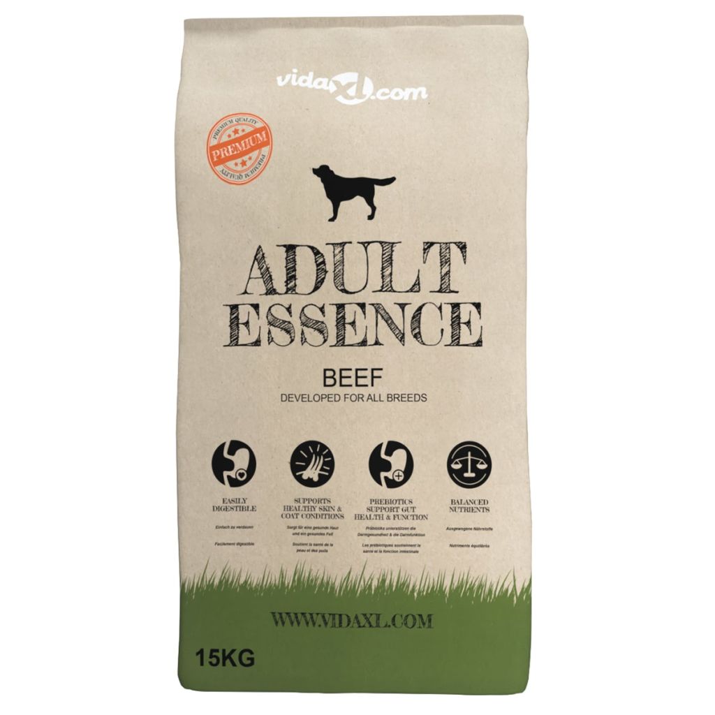 vidaXL Cibo Secco per Cani Premium Adult Essence Beef 2 pz 30 kg