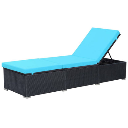 vidaXL Lettino Prendisole con Cuscino in Polyrattan Nero