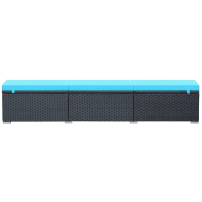 vidaXL Lettino Prendisole con Cuscino in Polyrattan Nero