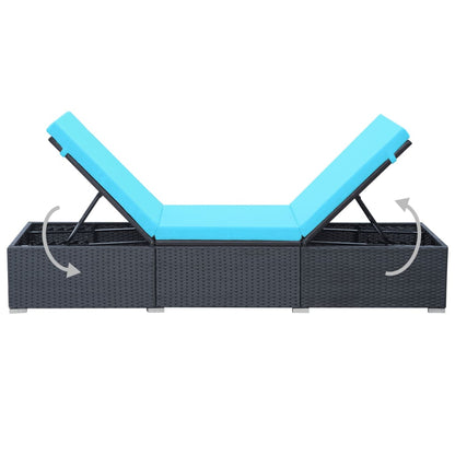 vidaXL Lettino Prendisole con Cuscino in Polyrattan Nero