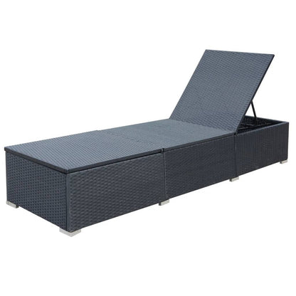 vidaXL Lettino Prendisole con Cuscino in Polyrattan Nero