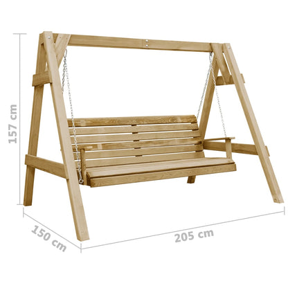 vidaXL Panca a Dondolo da Giardino in Pino Impregnato 205x150x157 cm