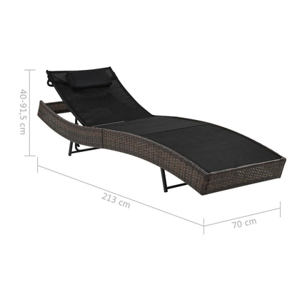 vidaXL Lettino Prendisole con Cuscino in Polyrattan Marrone