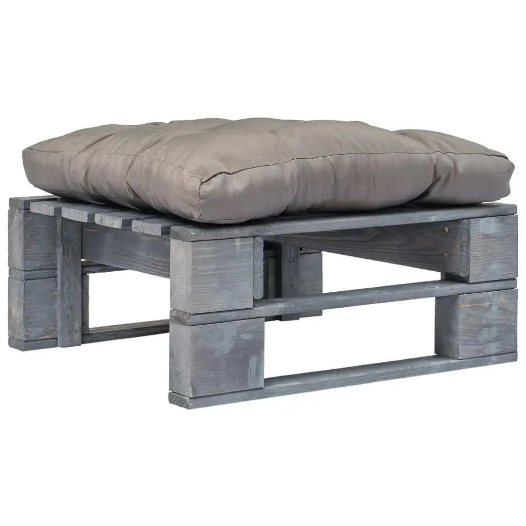 vidaXL Ottomana da Giardino in Pallet con Cuscino Grigio Legno Grigio VIDAXL