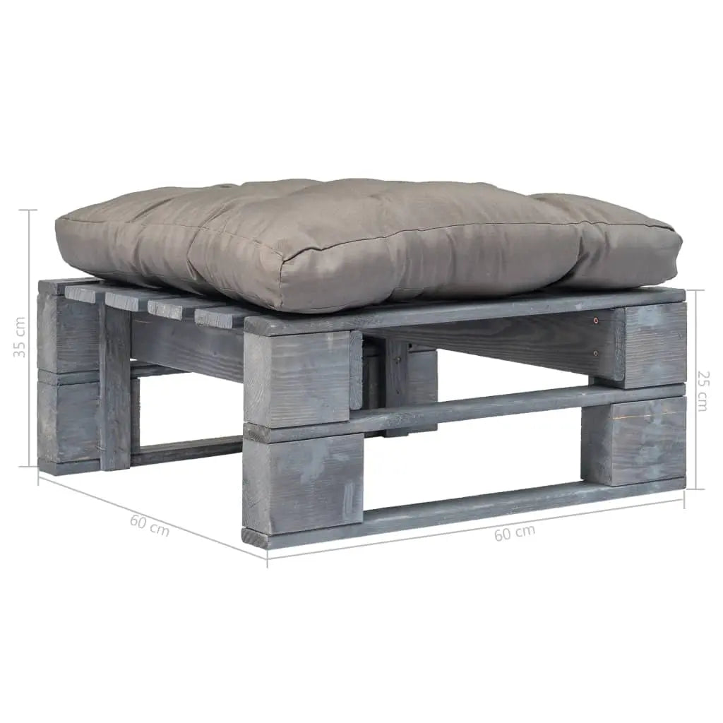 vidaXL Ottomana da Giardino in Pallet con Cuscino Grigio Legno Grigio VIDAXL