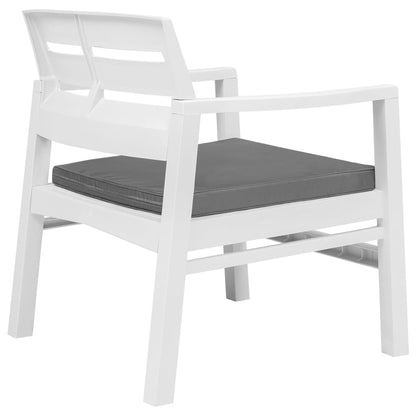 vidaXL Set Salotto da Giardino 3 pz in Plastica Bianco
