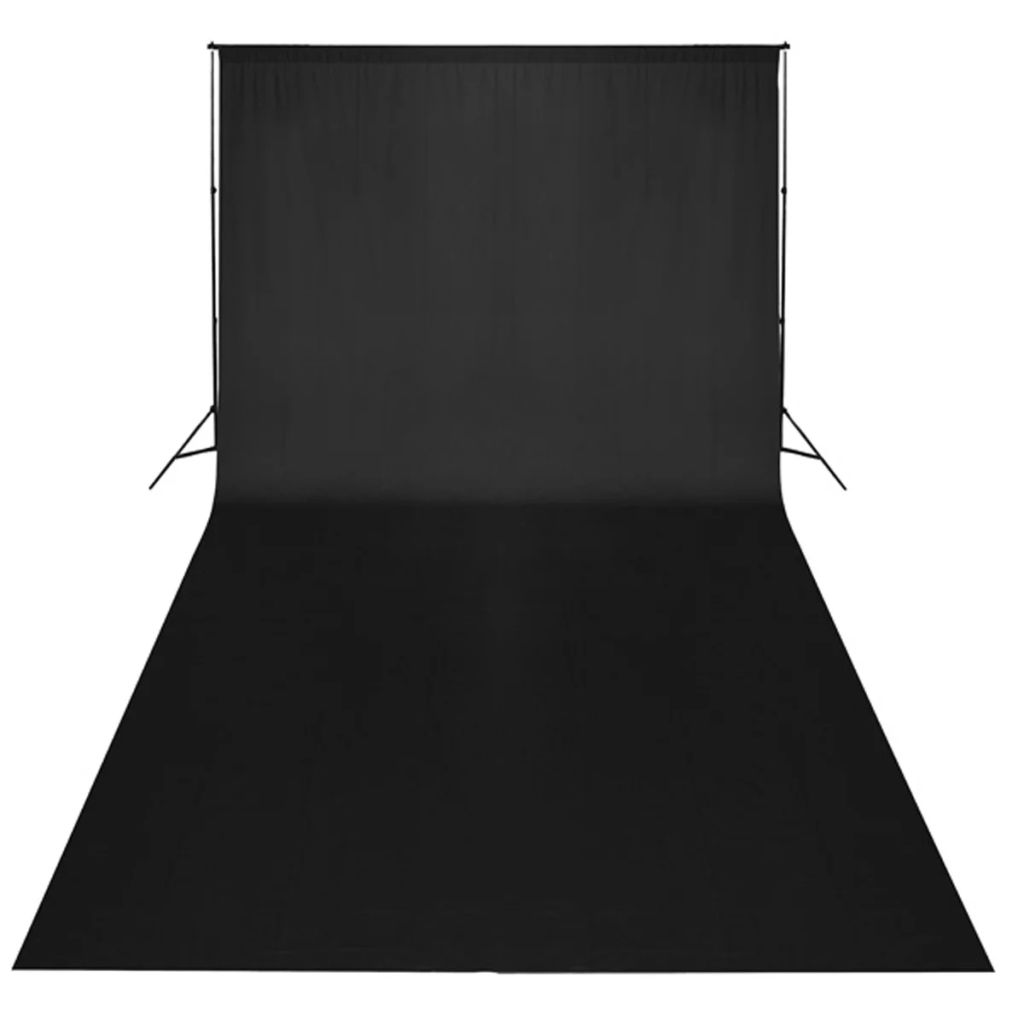 vidaXL Set Studio Fotografico Fondale Nero 600x300 cm e Luci