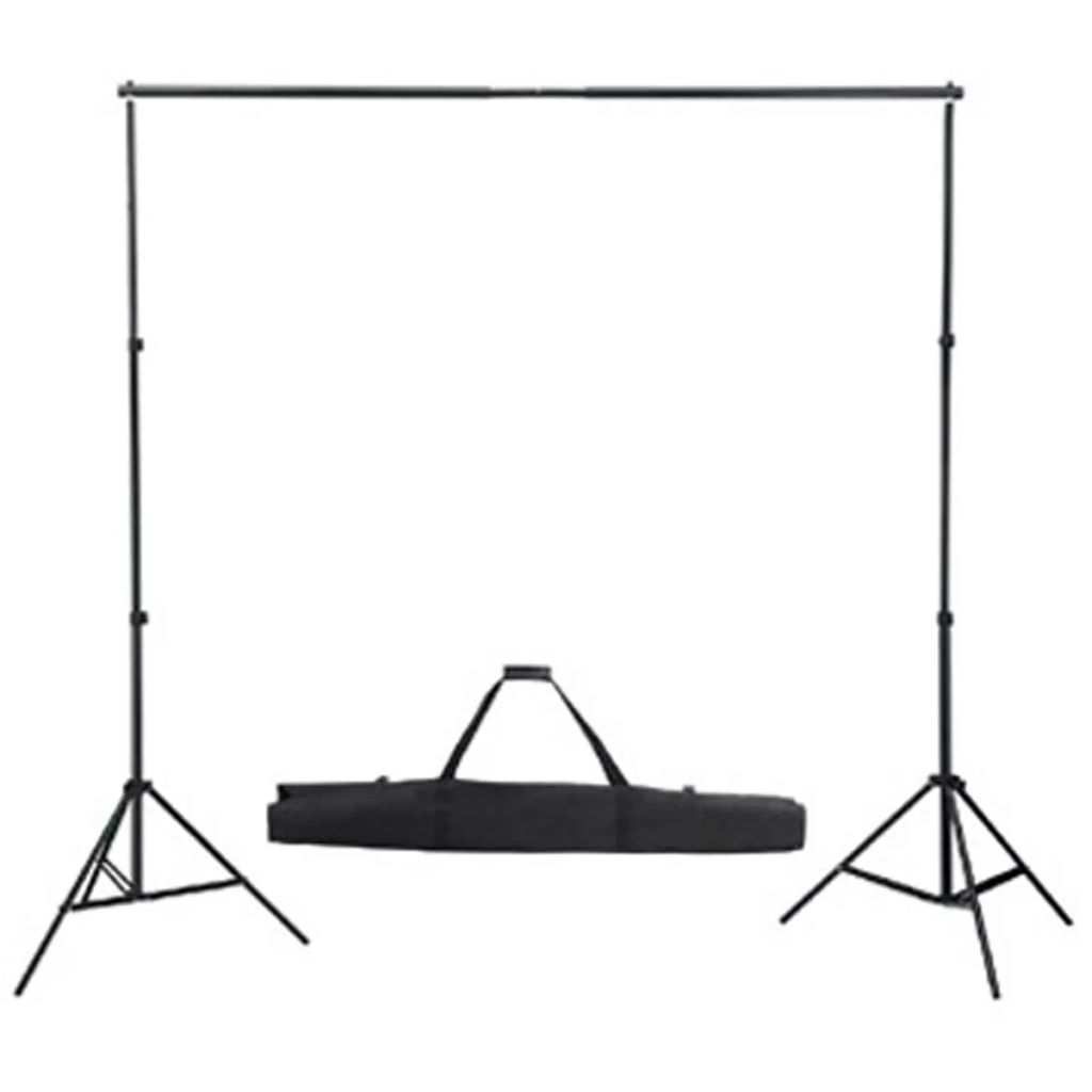 vidaXL Set Studio Fotografico Fondale Nero 600x300 cm e Luci