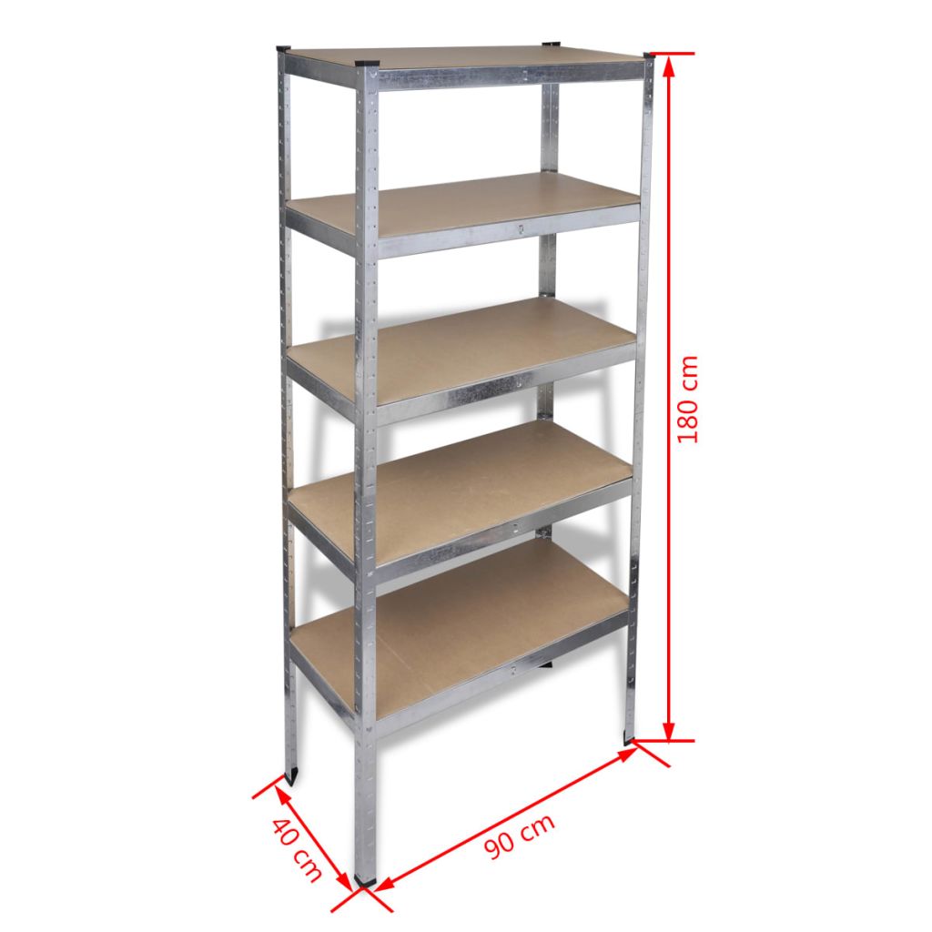 5 pz Scaffali per Garage e Magazzini 180cm