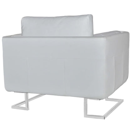 vidaXL Poltrona a Pozzetto con Gambe Cromate Bianca in Similpelle