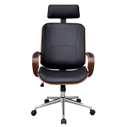 vidaXL Sedia da Ufficio Girevole in Legno Similpelle con Poggiatesta
