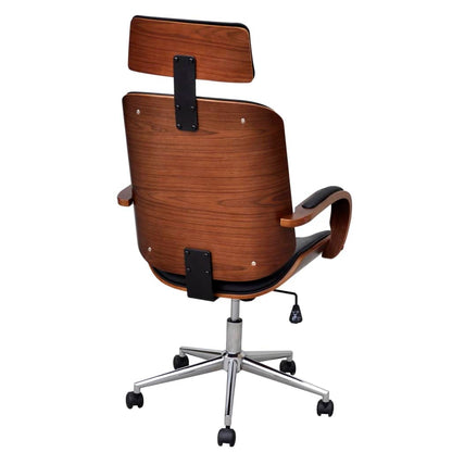 vidaXL Sedia da Ufficio Girevole in Legno Similpelle con Poggiatesta