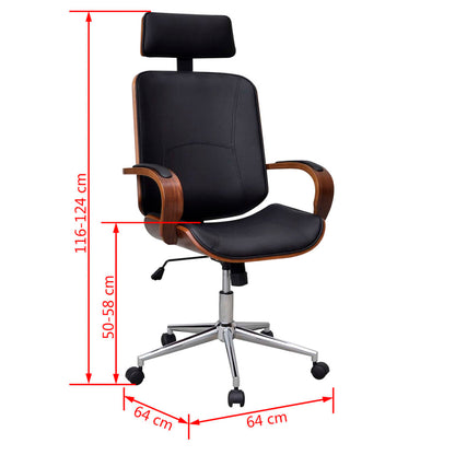 vidaXL Sedia da Ufficio Girevole in Legno Similpelle con Poggiatesta