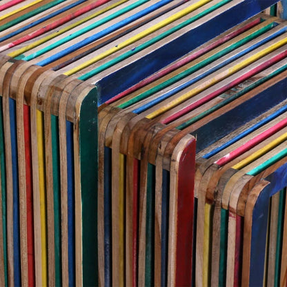 vidaXL Tavoli Impilabili Set 3 pz in Teak di Recupero Colorato