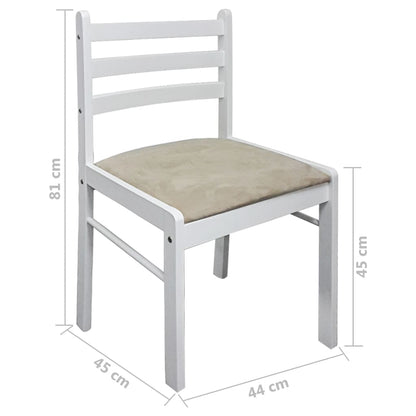 vidaXL Sedie da Pranzo 4 pz Bianche Legno Massello di Hevea e Velluto