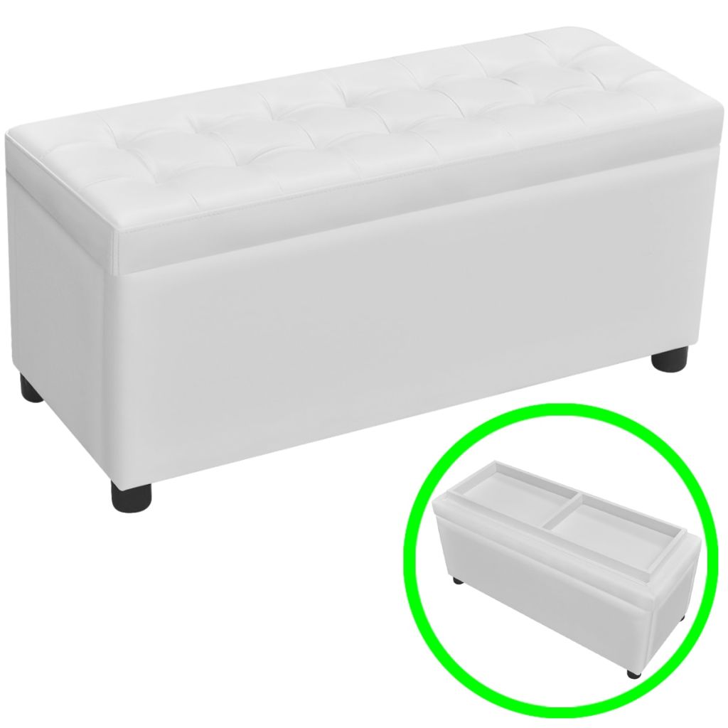 vidaXL Sgabello con Contenitore in Pelle Artificiale Bianco
