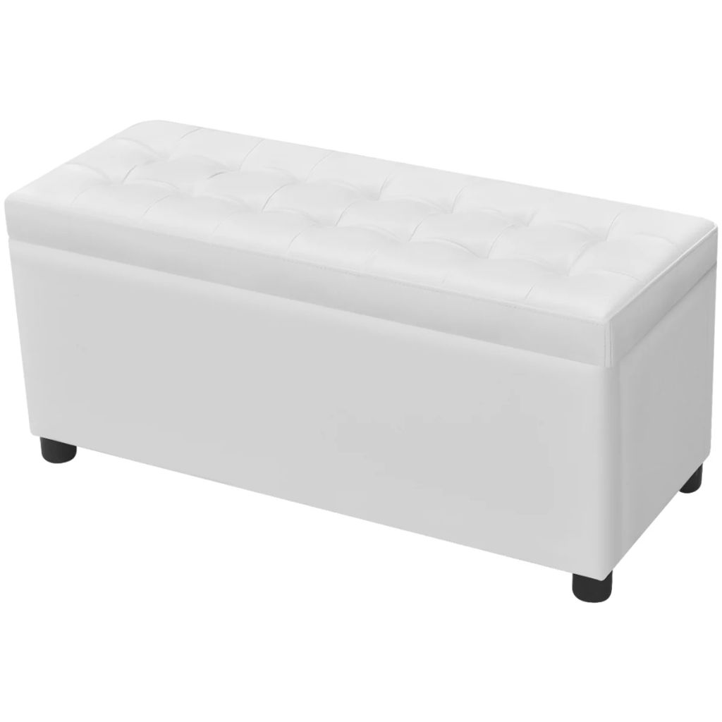 vidaXL Sgabello con Contenitore in Pelle Artificiale Bianco