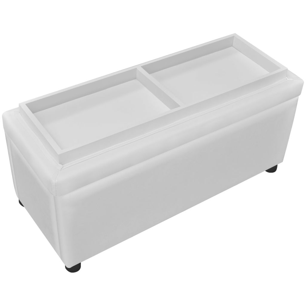 vidaXL Sgabello con Contenitore in Pelle Artificiale Bianco