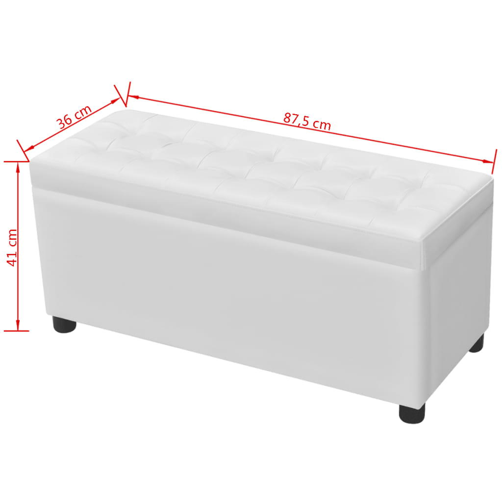 vidaXL Sgabello con Contenitore in Pelle Artificiale Bianco