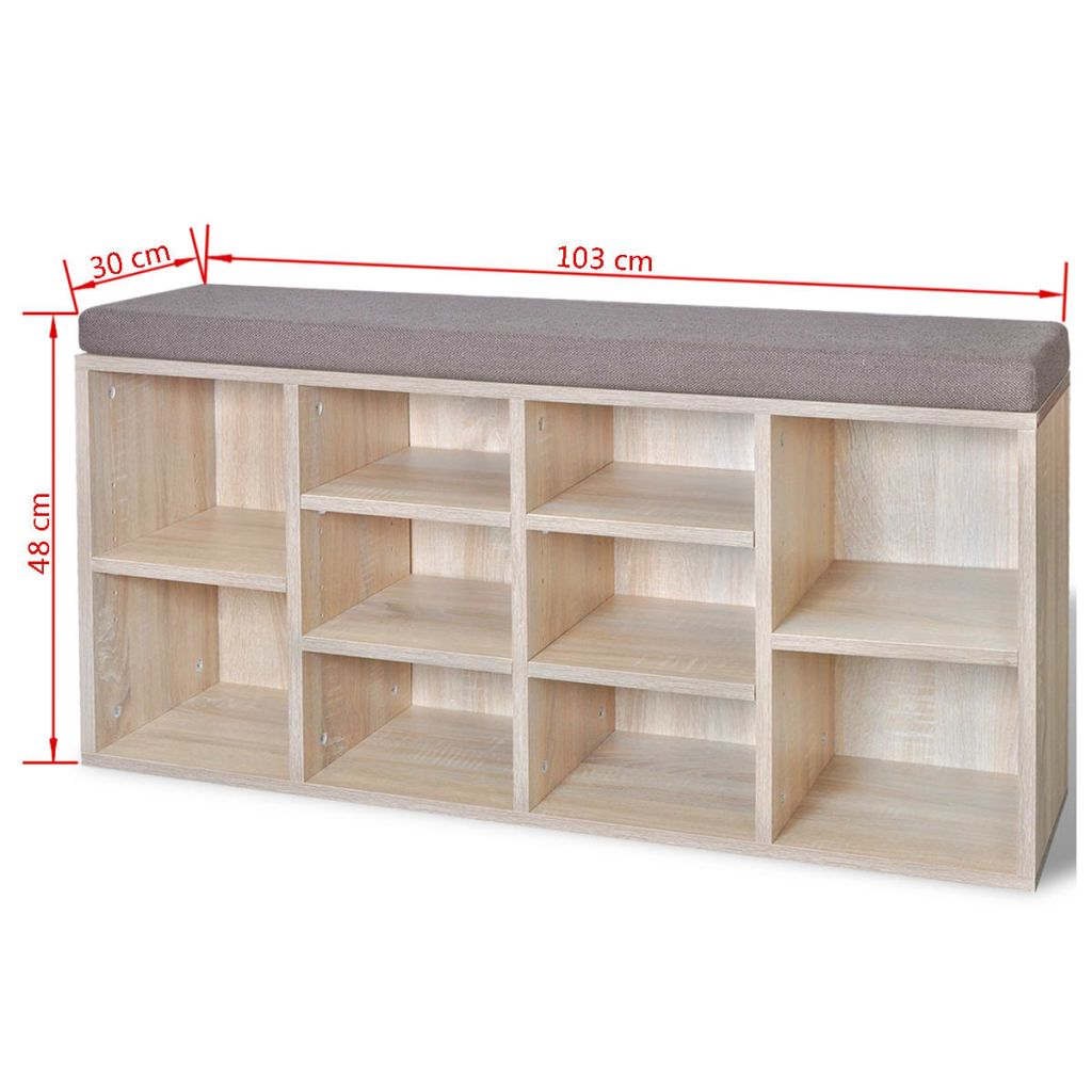vidaXL Panchina con Scarpiera con 10 Scomparti Colore Rovere