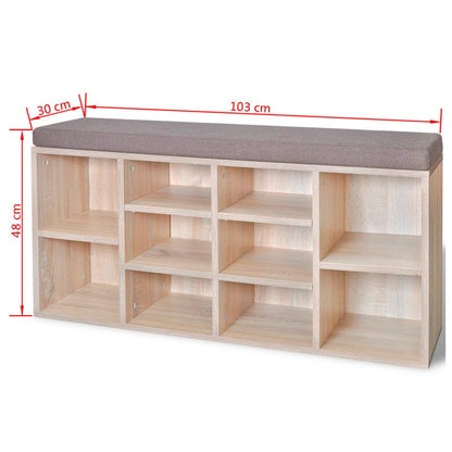 vidaXL Panchina con Scarpiera con 10 Scomparti Colore Rovere