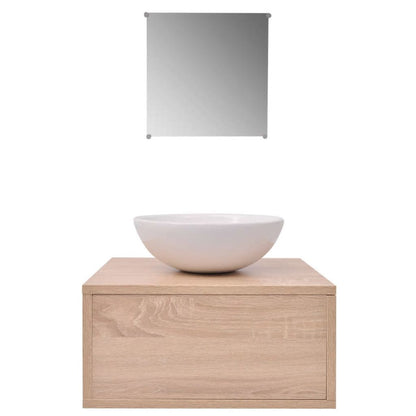 vidaXL Mobili da Bagno con Lavabo Set 3 pz Beige