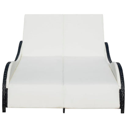 vidaXL Lettino Prendisole Doppio con Cuscino in Polyrattan Nero