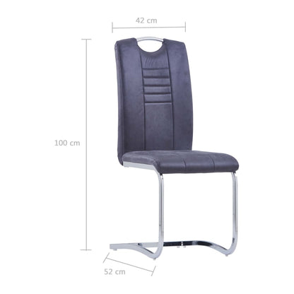 vidaXL Sedie da Pranzo a Sbalzo 2 pz Grigie in Similpelle Scamosciata