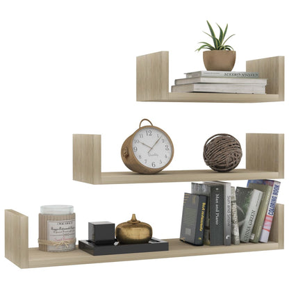 vidaXL Mensole a Muro 3 pz Rovere Sonoma in Legno Multistrato