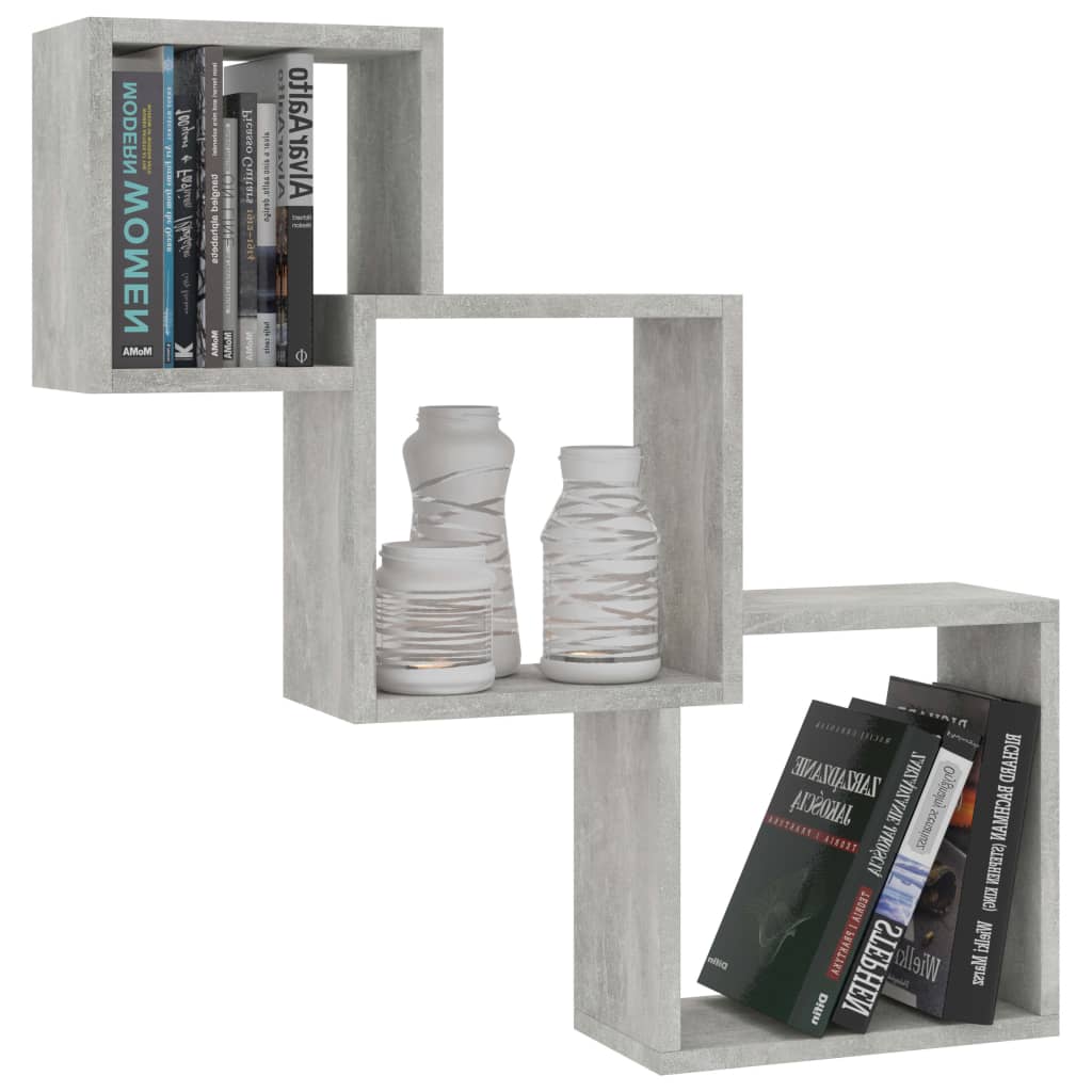 vidaXL Mensole a Muro Cubiche Grigio Cemento 68x15x68cm Multistrato