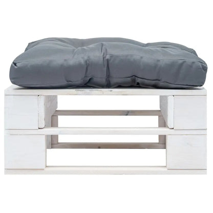 vidaXL Ottomana Pallet da Giardino con Cuscino Grigio in Legno Bianco VIDAXL