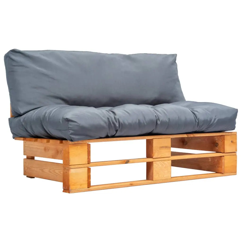 vidaXL Divano da Giardino a Pallet con Cuscini Grigi in Legno di Pino VIDAXL