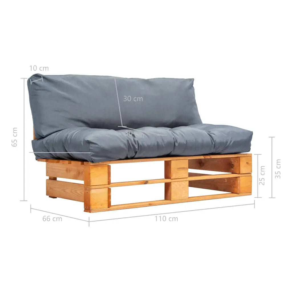 vidaXL Divano da Giardino a Pallet con Cuscini Grigi in Legno di Pino VIDAXL
