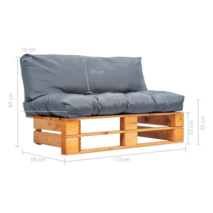 vidaXL Divano da Giardino a Pallet con Cuscini Grigi in Legno di Pino VIDAXL