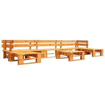 vidaXL Set Divani da Giardino su Pallet 6 pz Marrone ambra in Legno VIDAXL