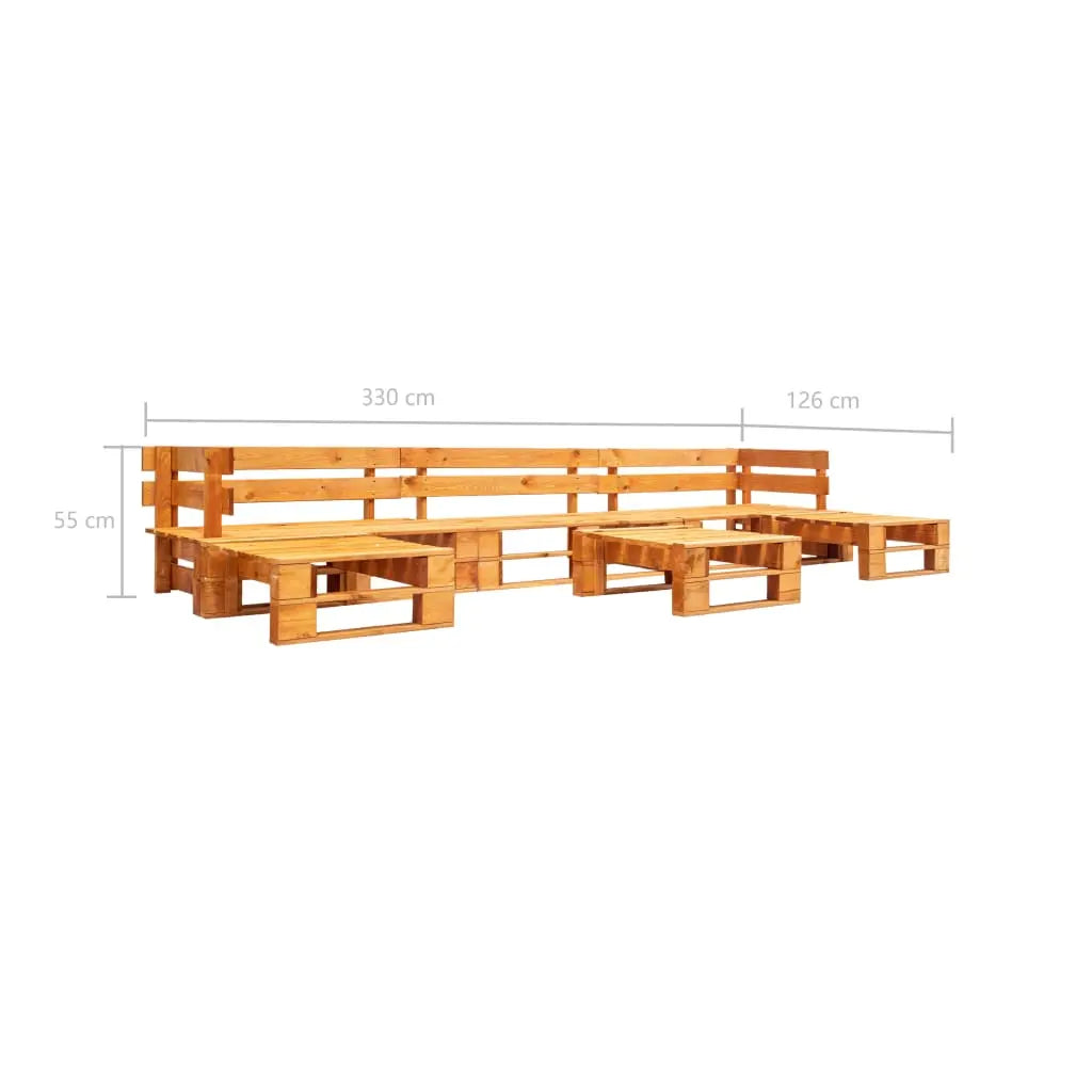 vidaXL Set Divani da Giardino su Pallet 6 pz Marrone ambra in Legno VIDAXL