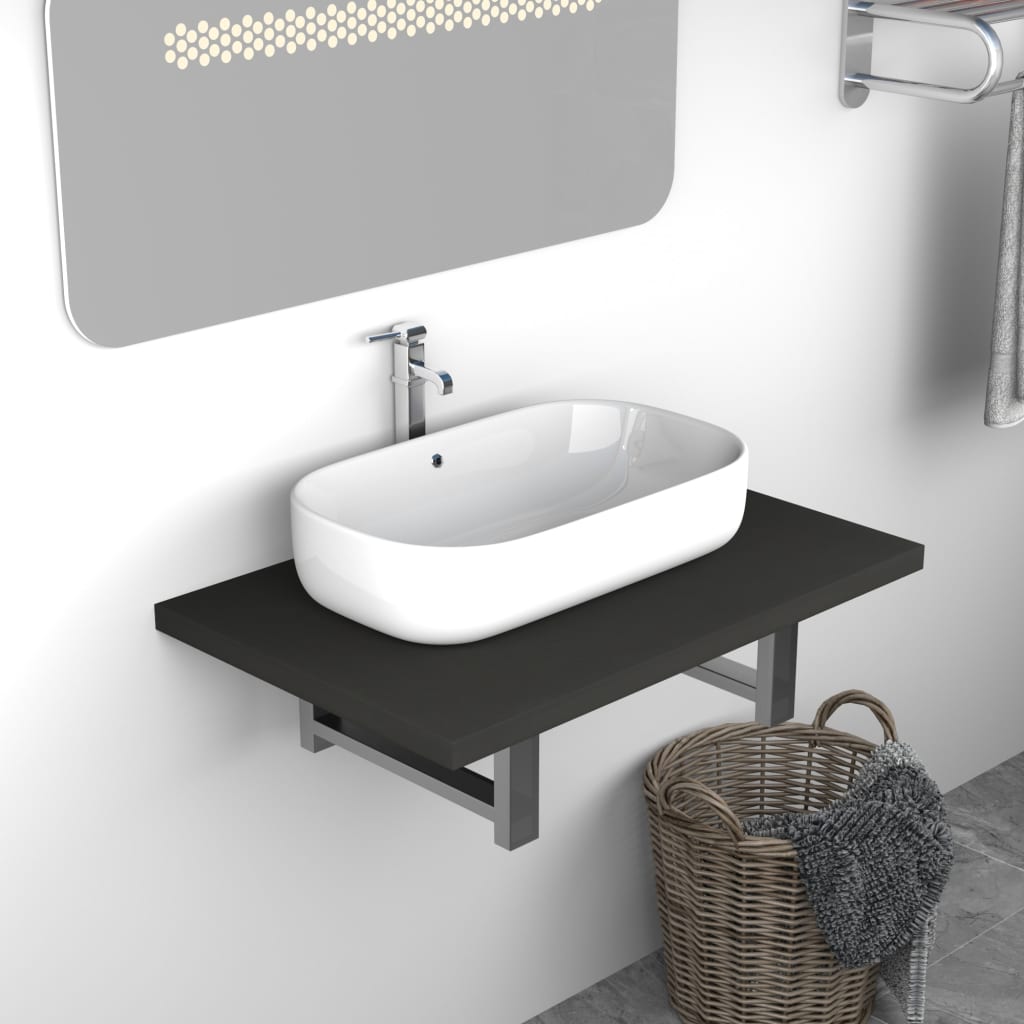 vidaXL Mobile da Bagno Grigio 60x40x16,3 cm