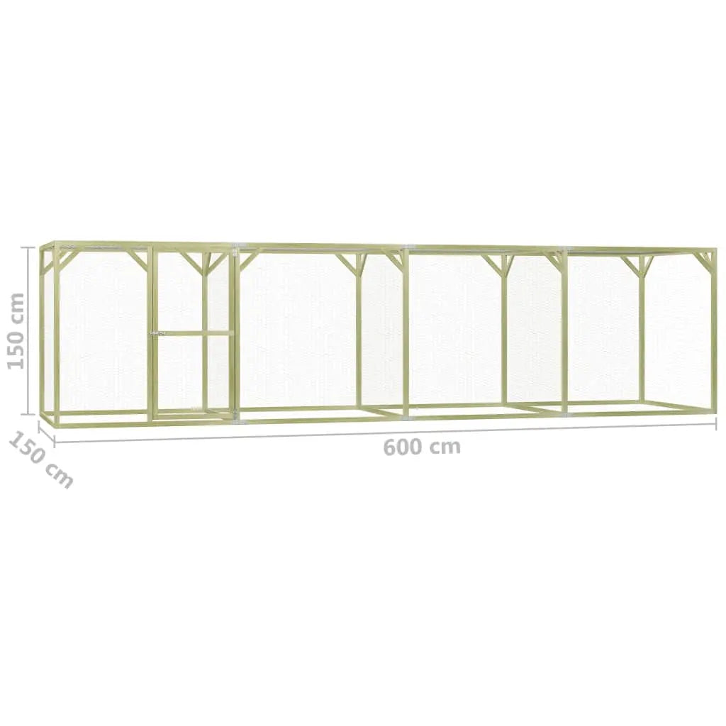 vidaXL Pollaio 1,5x6x1,5 m in Legno di Pino Impregnato VIDAXL