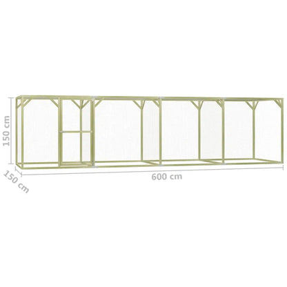 vidaXL Pollaio 1,5x6x1,5 m in Legno di Pino Impregnato VIDAXL