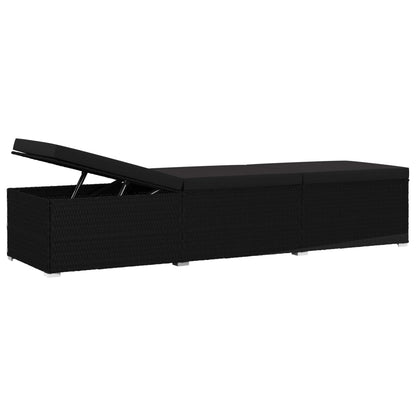 vidaXL Lettino Prendisole con Cuscino in Polyrattan Nero