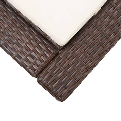 vidaXL Lettino Prendisole con Cuscino Marrone in Polyrattan