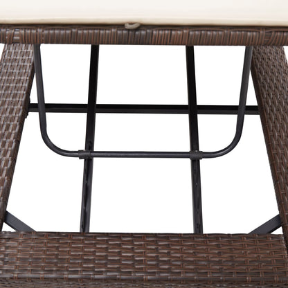 vidaXL Lettino Prendisole con Cuscino Marrone in Polyrattan