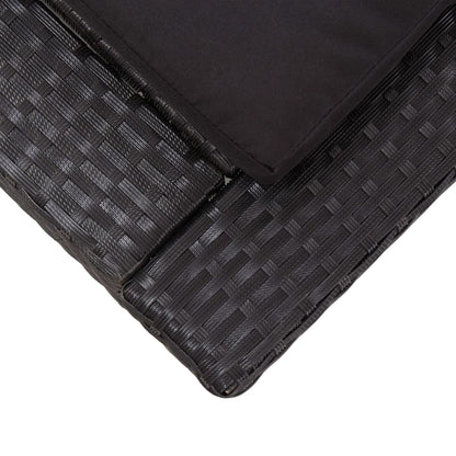 vidaXL Lettino Prendisole con Cuscino Nero in Polyrattan