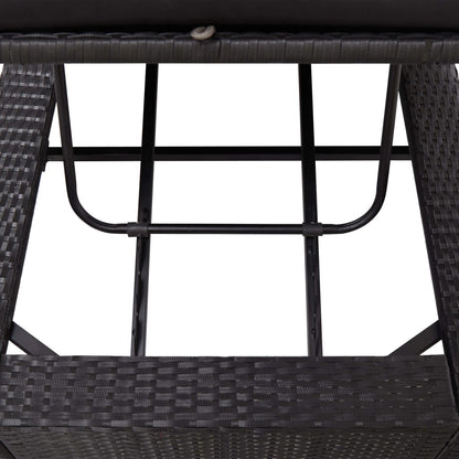 vidaXL Lettino Prendisole con Cuscino Nero in Polyrattan